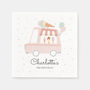 Serviette En Papier Chariot à glace rose Décorations de fête d'anniver