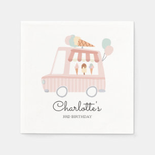 Serviette En Papier Chariot à glace rose Décorations de fête d'anniver