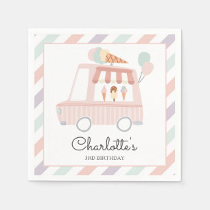 Serviette En Papier Chariot à glace rose Décorations de fête d'anniver