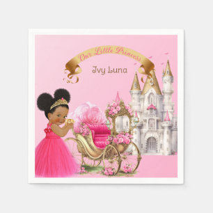 Serviette En Papier Chariot de Château de Princesse Royale Rose Or Fil