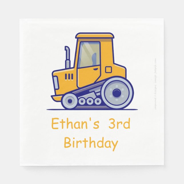Serviette En Papier Chariot de construction Anniversaire (Devant)