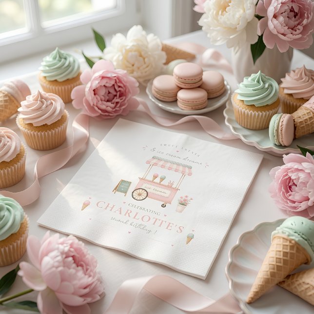 Serviette En Papier Chariot de glace de fête d'anniversaire doux  (Créateur téléchargé)