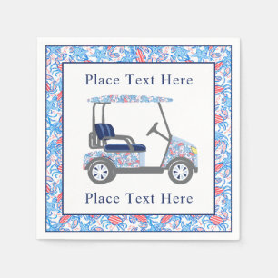 Serviette En Papier Chariot de golf aux crabes patriotiques chic