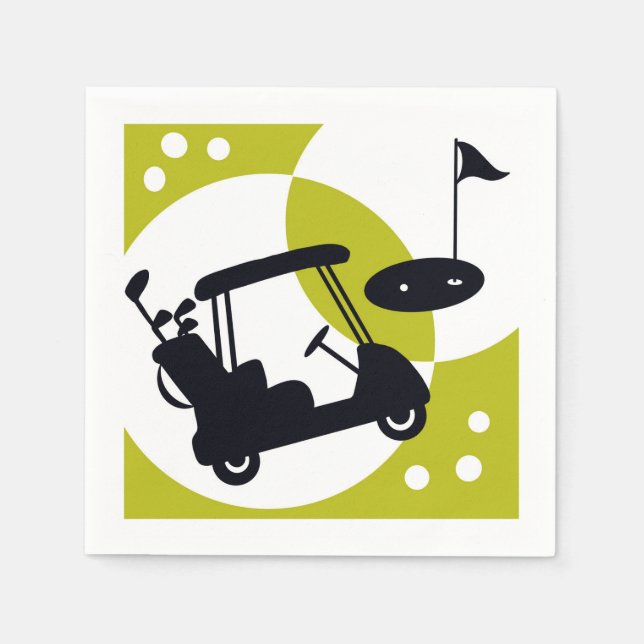 Serviette En Papier Chariot de golf, clubs et greens (Devant)