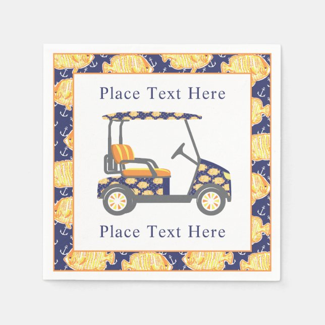 Serviette En Papier Chariot de golf Préppy Goldfish (Devant)