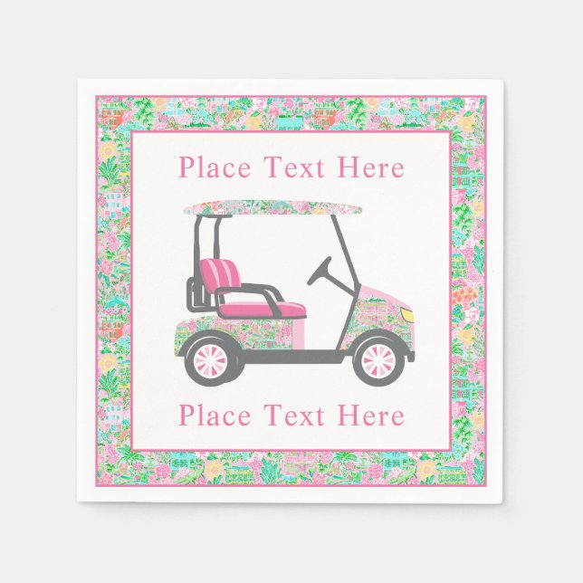 Serviette En Papier Chariot de golf Preppy Palm Beach (Devant)