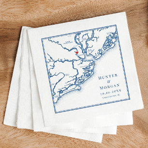 Serviette En Papier Charleston Caroline du Sud Carte Mariage élégant