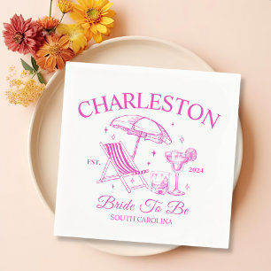 Serviette En Papier Charleston Pink Bachelorette Mariée à la fête