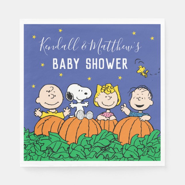 Serviette En Papier Charlie Brown et le Baby shower Citrouille de Gang (Devant)