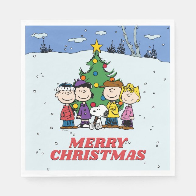 Serviette En Papier Charlie Brown et ses amis Noël (Devant)