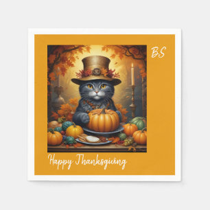 Serviette En Papier Charmant Thanksgiving Chat en déguisement