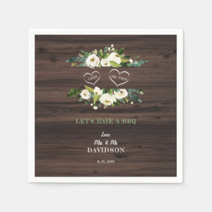 Serviette En Papier Charme Blanc Cadre Floral Grange I DO BBQ
