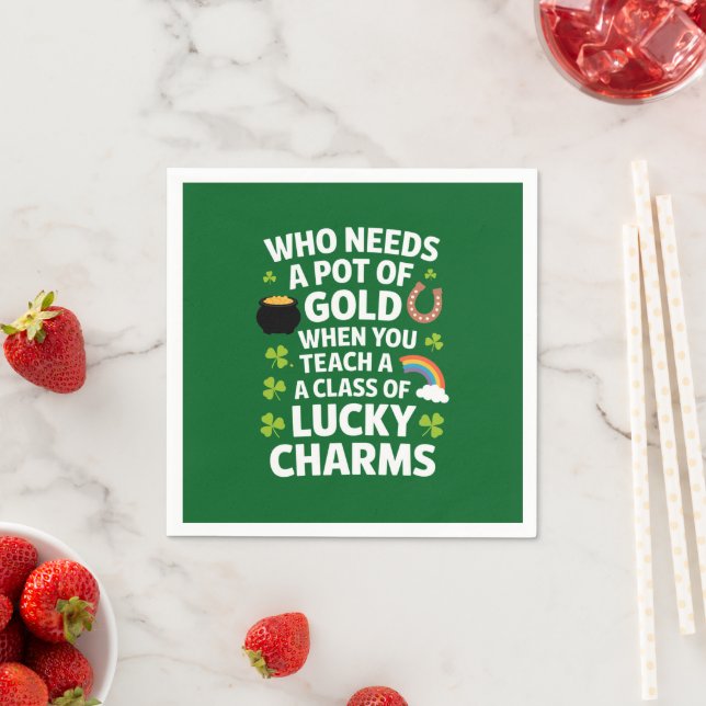 Serviette En Papier Charme de professeur de la Saint-Patrick Trèfle Ir (En situation)
