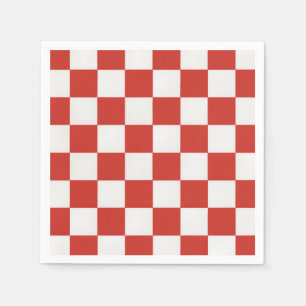 Serviette En Papier Charme Intemporel BBQ Rouge & Blanc à Carreaux