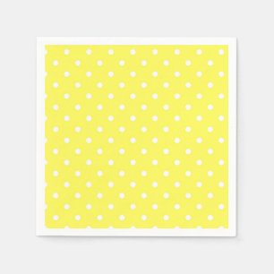 Serviette En Papier Charme jaune et blanc de point de polka moderne