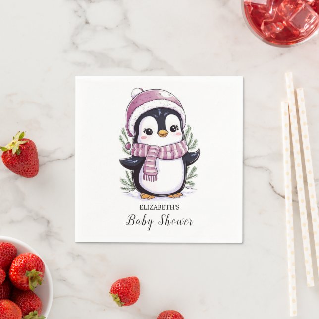 Serviette En Papier Charming Baby shower mystique de pingouins (En situation)