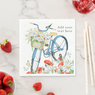 Serviette En Papier Charming Bicycle Flowers Nature