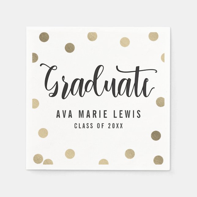 Serviette En Papier Charming Dots Gold Graduation serviettes (Devant)