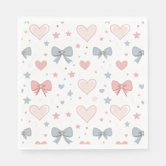 Serviette En Papier Charming Motif rose et bleu pastel Bow