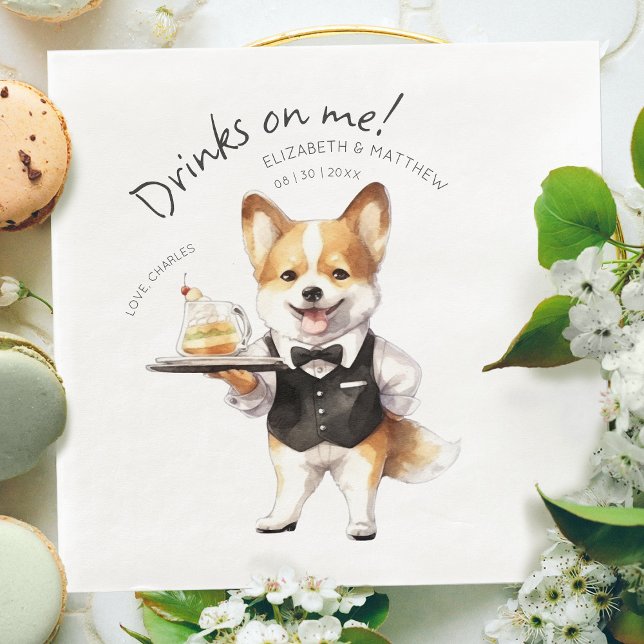 Serviette En Papier Charming Pembroke Welsh Corgi Waiter (Créateur téléchargé)