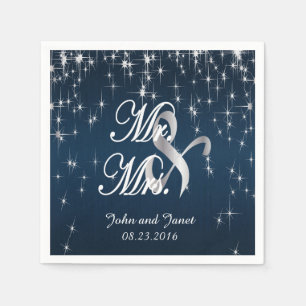 Serviette En Papier Charming Star Struck Mariage   bleu marine