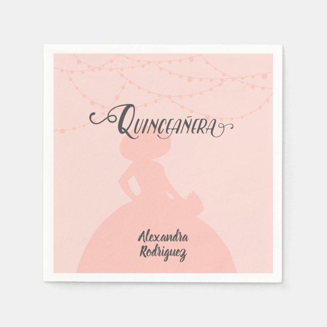 Serviette En Papier Charro rose pâle Silhouette Quinceanera (Devant)