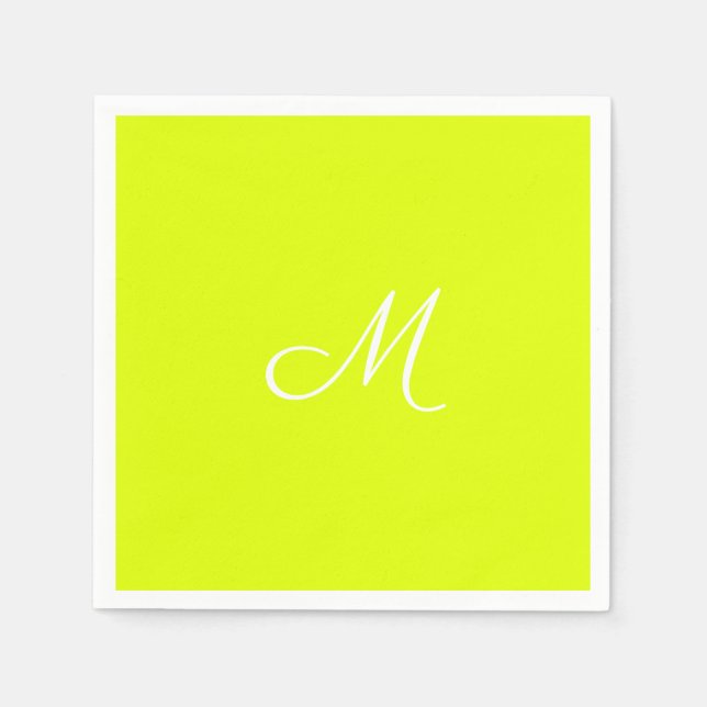 Serviette En Papier Chartreuse jaune - monogrammed (Devant)