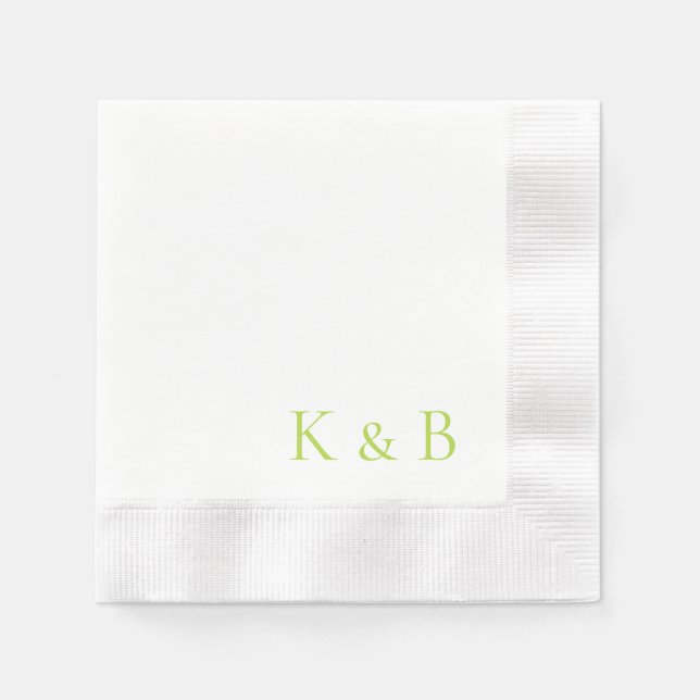 Serviette En Papier Chartreuse Monogramme Mariage blanc (Devant)