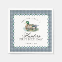 Chasse au canard colvert Gingham bleu Garçon Anniv