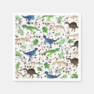 Serviette En Papier Chasse aux dinosaures ! Dinosaures en safari garço