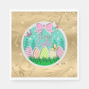 Serviette En Papier Chasse aux œufs de Pâques mignonne et papillons co