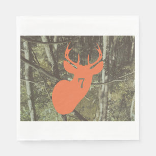Serviette En Papier Chasse Camo en tête de Cerf Orange Anniversaire se