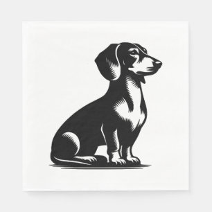 Serviette En Papier Chasse classique Chien Dachshund Dessin Vintage