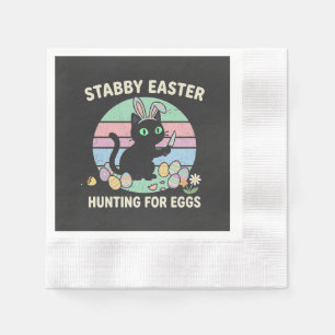 Serviette En Papier Chasse de Pâques aux œufs Chat drôle