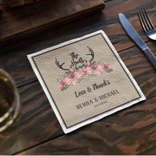 Serviette En Papier Chasse Kraft florale rustique sur Mariage