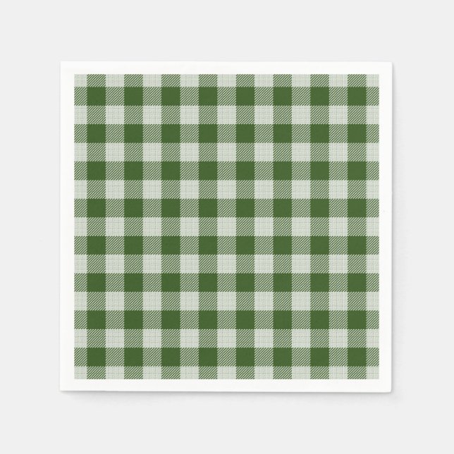 Serviette En Papier Chasseur Vert En vichy Papier Plaid Napkin (Devant)