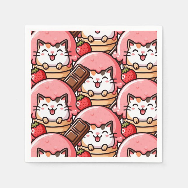 Serviette En Papier Chat à Cône (Devant)
