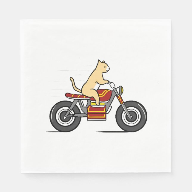 Serviette En Papier Chat à moto (Devant)