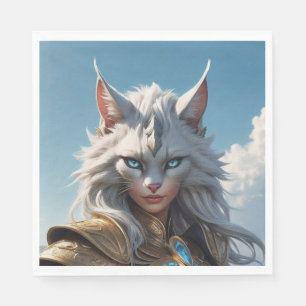 Serviette En Papier Chat à oeil bleu