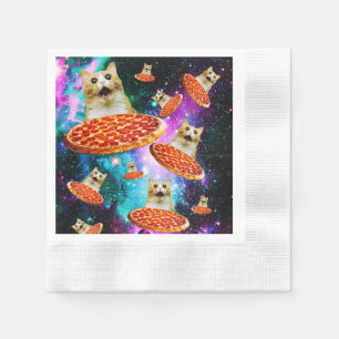 Serviette En Papier Chat à pizza de l'espace amusant