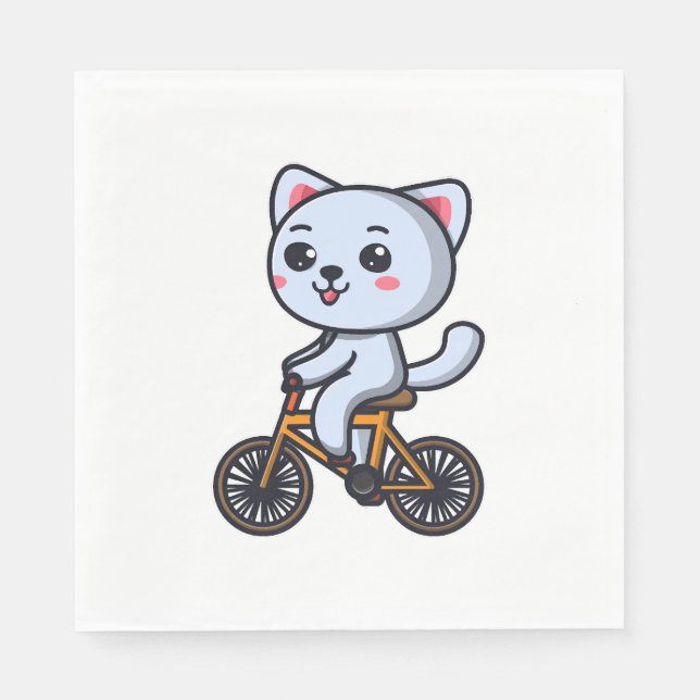 Serviette En Papier Chat à vélo Cadeaux de conception de chat pour fem (Devant)