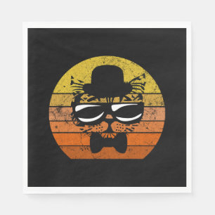 Serviette En Papier Chat amusant rétro avec lunettes de soleil et rétr