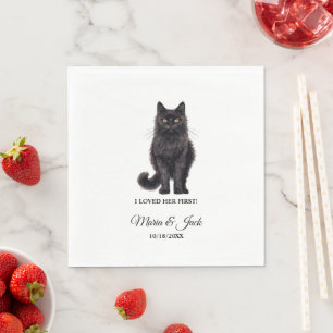 Serviette En Papier Chat Asiatique Noir J'Aimais Son Premier Mariage