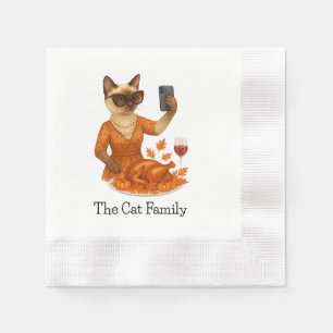 Serviette En Papier Chat avec tarte à la citrouille pour la fête de Th