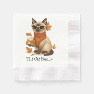 Serviette En Papier Chat avec tarte au potiron pour la fête de Thanksg