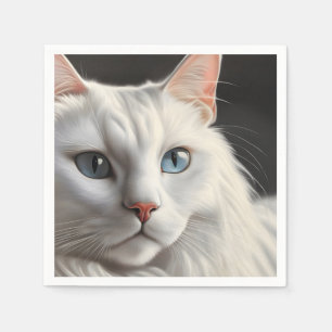 Serviette En Papier Chat blanc