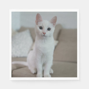 Serviette En Papier chat blanc Zazzle_Growshop.