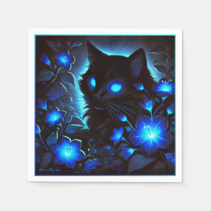 Serviette En Papier Chat bleu doux