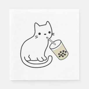 Serviette En Papier Chat buvant du thé au lait de boba Bobalogy Sweat