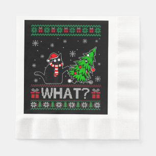 Serviette En Papier Chat Ce Chat Noir Drôle Poussant Arbre De Noël